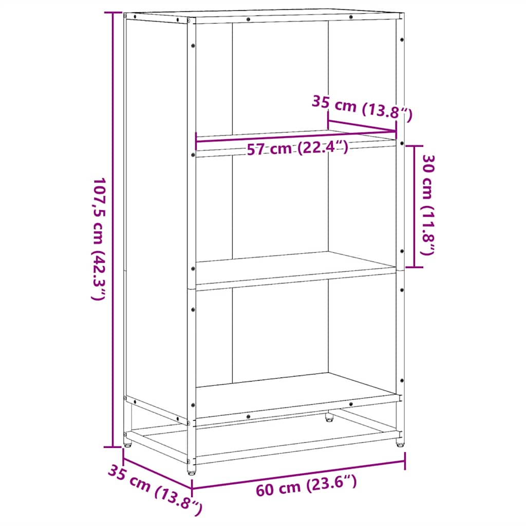 raamatukapp Hall Sonoma 60x35x107,5 cm Engineered Wood