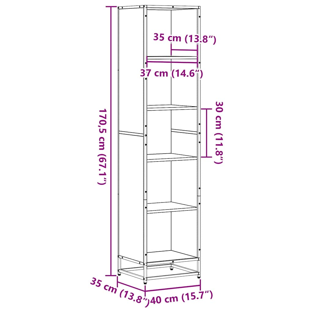 raamaturiiul Sonoma tamm 40x35x170,5 cm puitlaastplaat