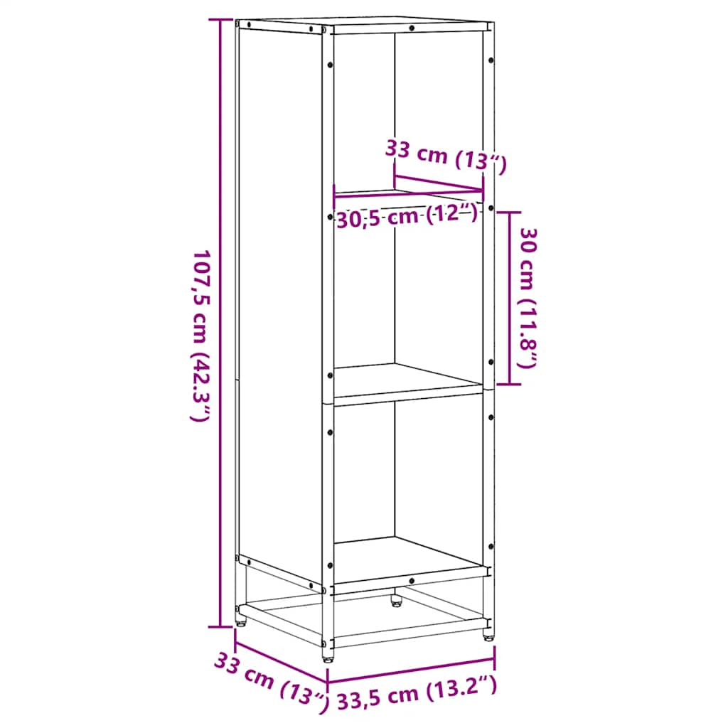 raamatukapp Must 33,5x33x107,5 cm Engineered Wood