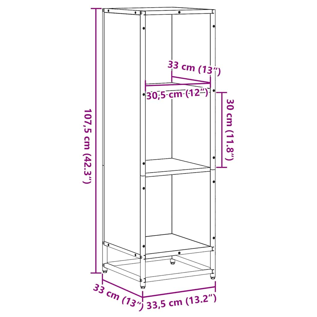 raamatukapp, hall Sonoma tamm, 33,5x33x107,5 cm, tehispuit