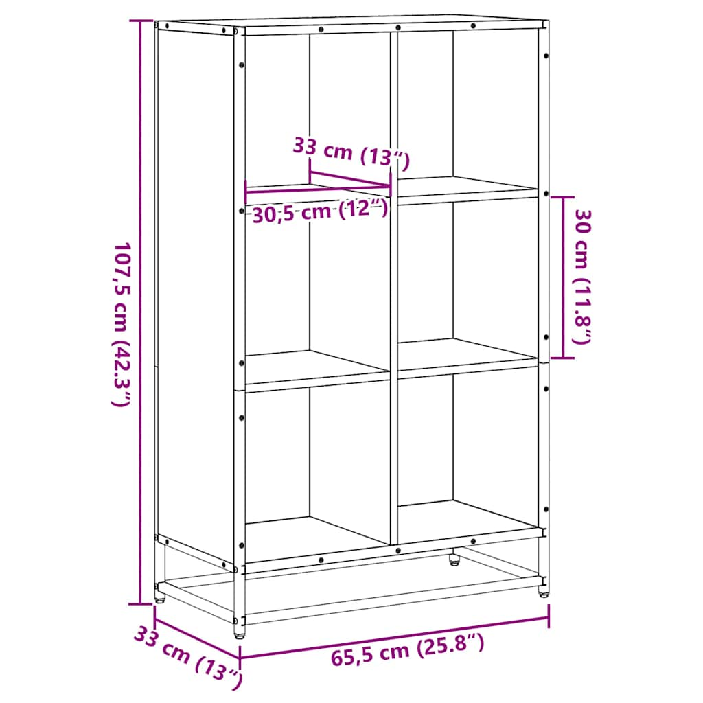 raamatukapp, suitsutatud tamm, 65,5x33x107,5 cm, tehispuit