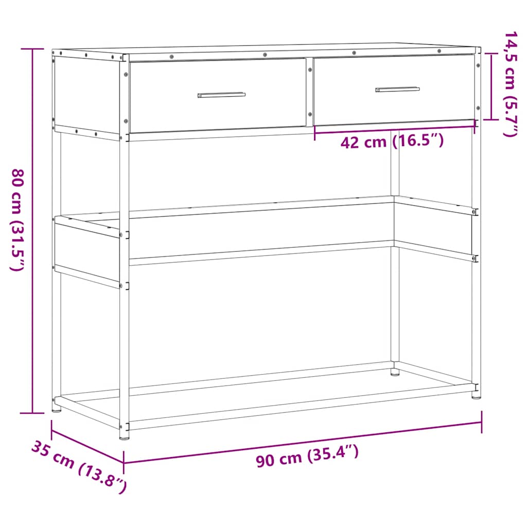 konsoollaud Must 90x35x80 cm Engineered Wood