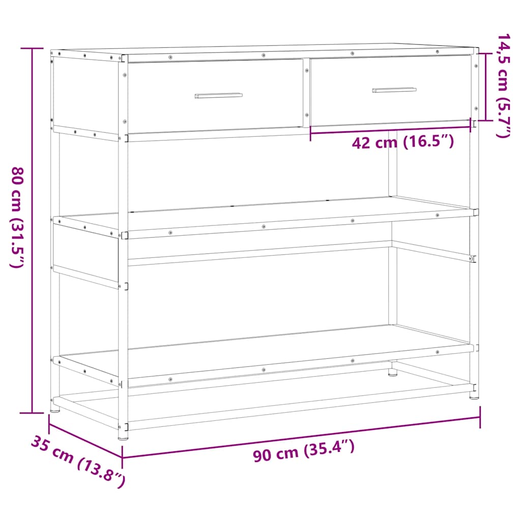 konsoollaud Must 90x35x80 cm Engineered Wood