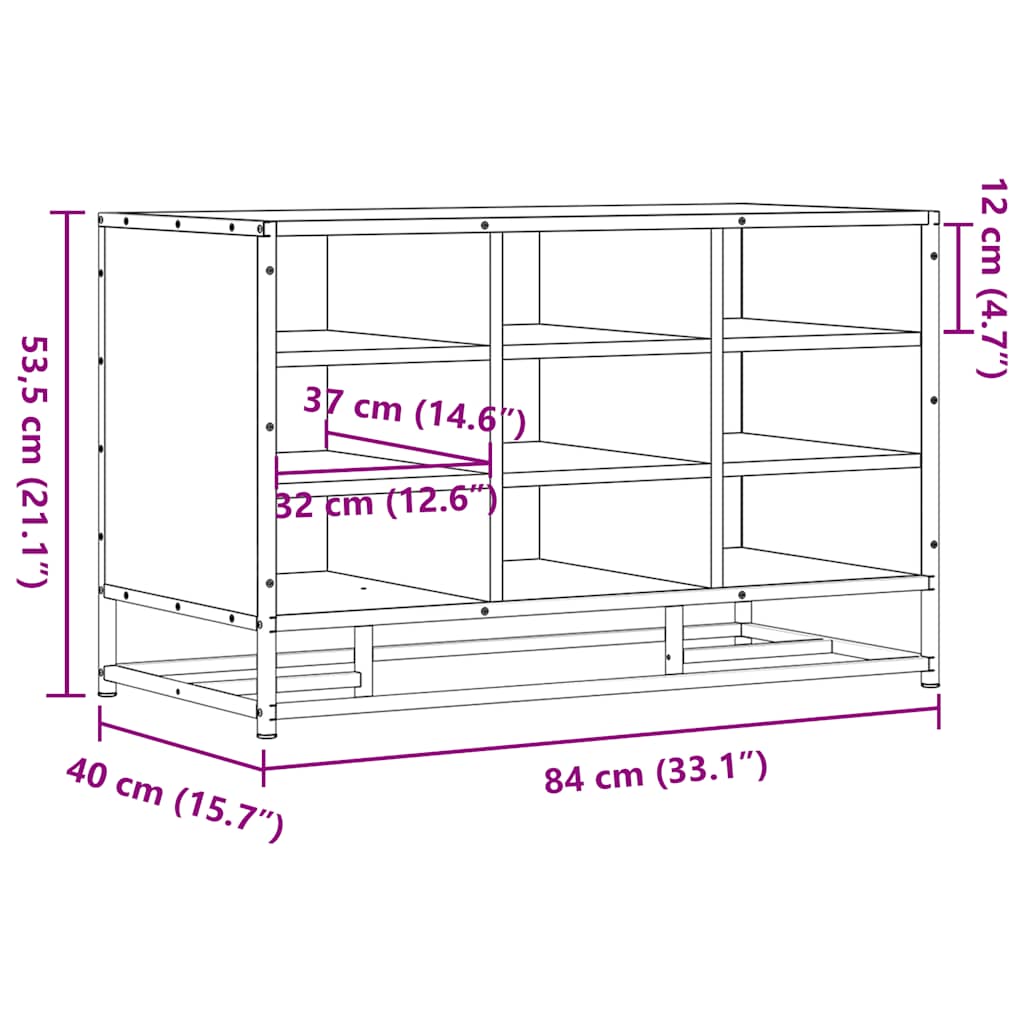 kingapink pruun tamm 84x40x53,5cm projekteeritud puit ja metall