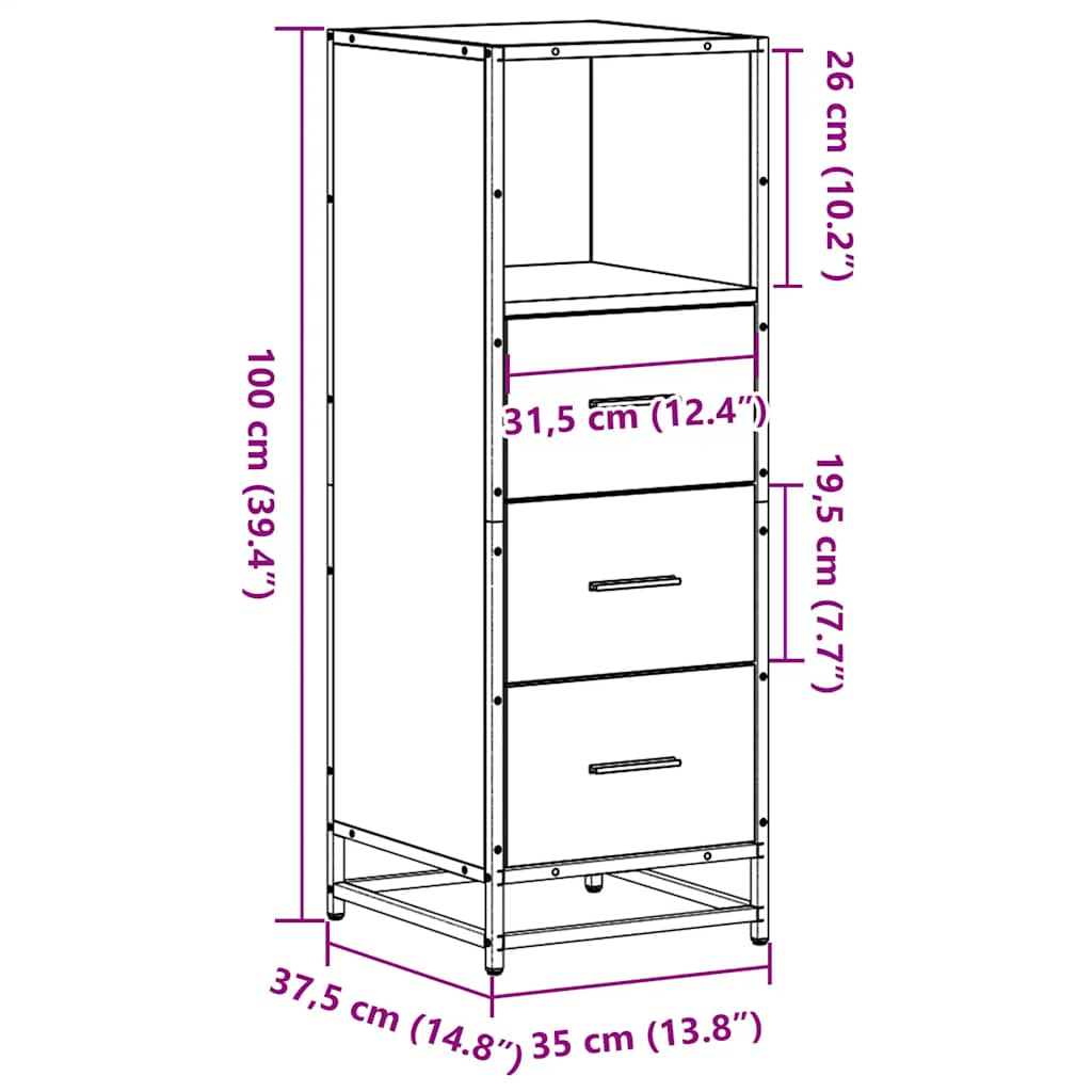 Vannitoa Kapp Must 35x37,5x100 cm Engineered Wood