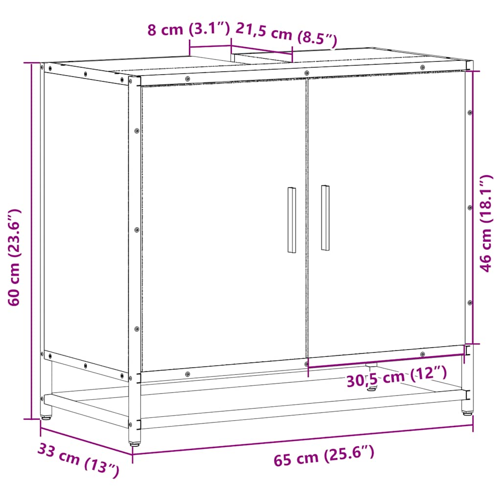 Vannitoa valamukapp Must 65x33x60 cm Engineered Wood