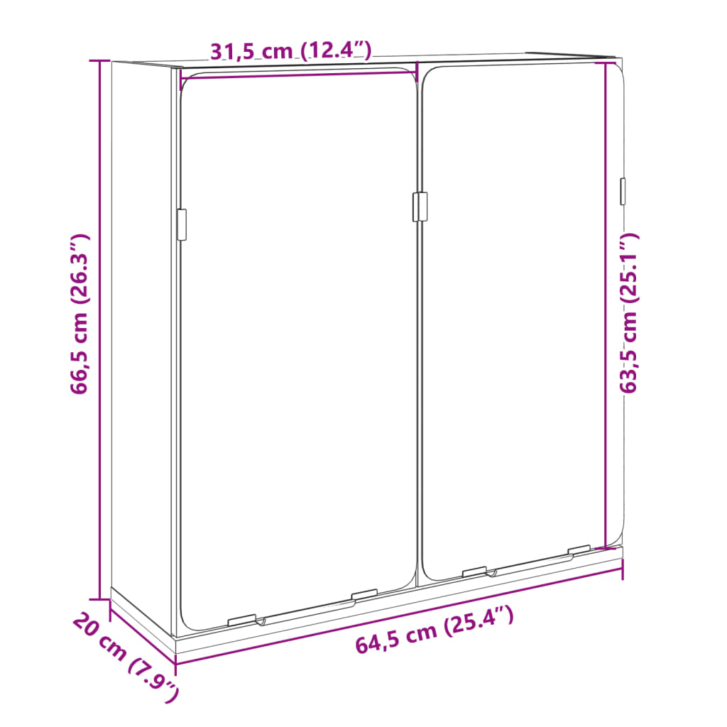 vannitoa peegelkapp, Sonoma tamm, 64,5 x 20 x 66,5 cm tehispuit