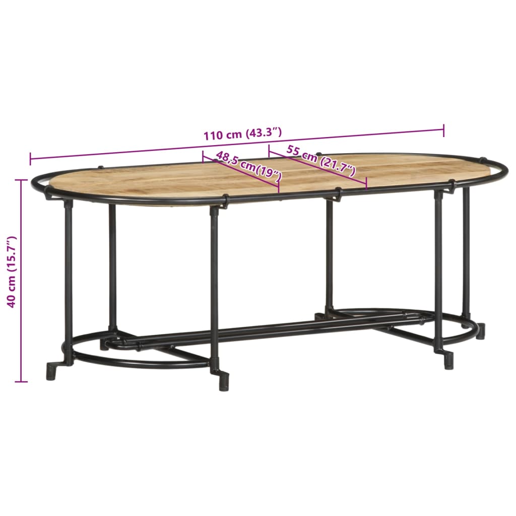 журнальный столик, 110x55x40 см, необработанное манговое дерево