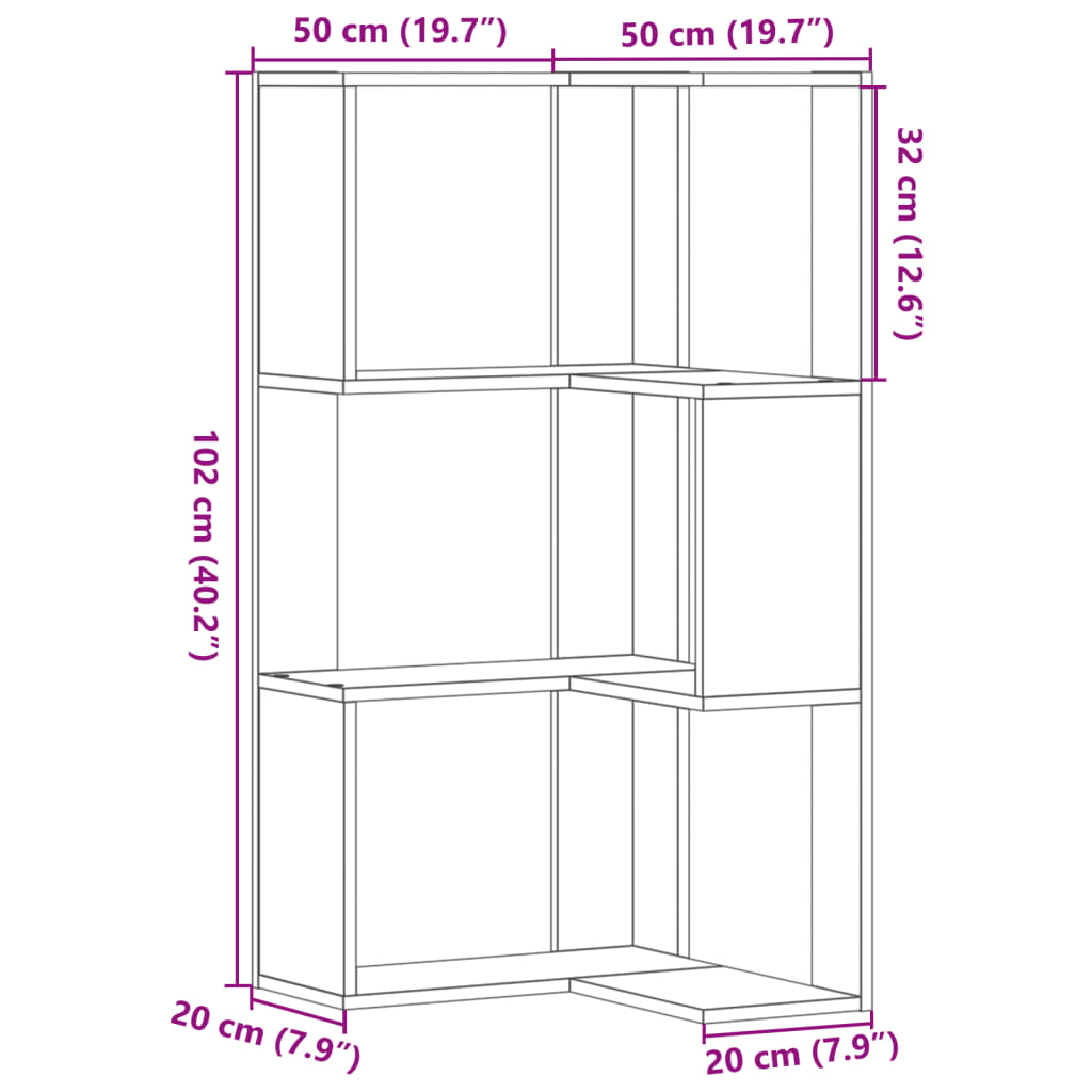 3-korruseline Sonoma tamm 50x50x102 cm tehispuit