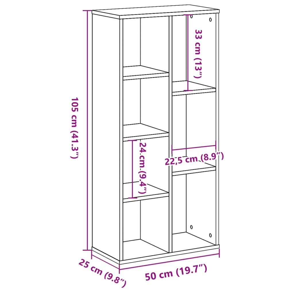 raamatualus, hall Sonoma tamm, 50x25x105 cm, tehispuit