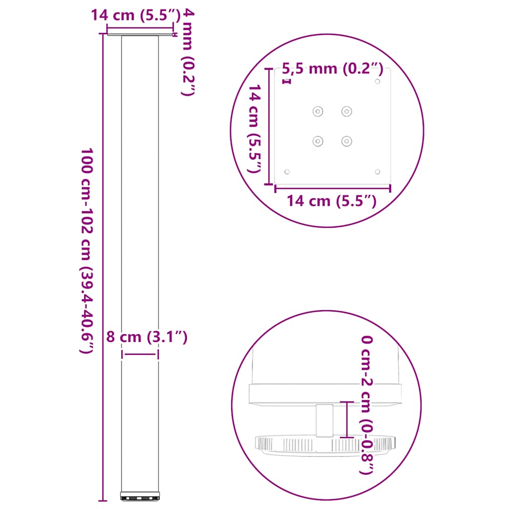 baarilauajalad, 4 tk, naturaalne teras, 100-102 cm, teras