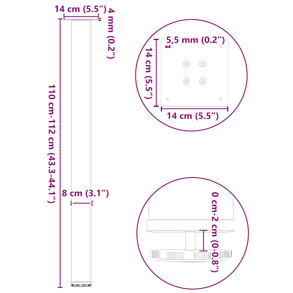 baarilauajalad, 4 tk, naturaalne teras, 110-112 cm, teras