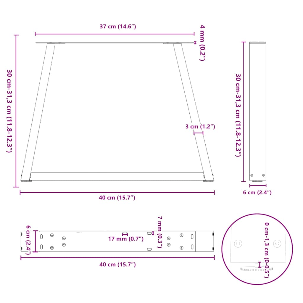 Söögilaua jalad V-kujuline 2 tk Valge 40x(30-31,3) cm Teras