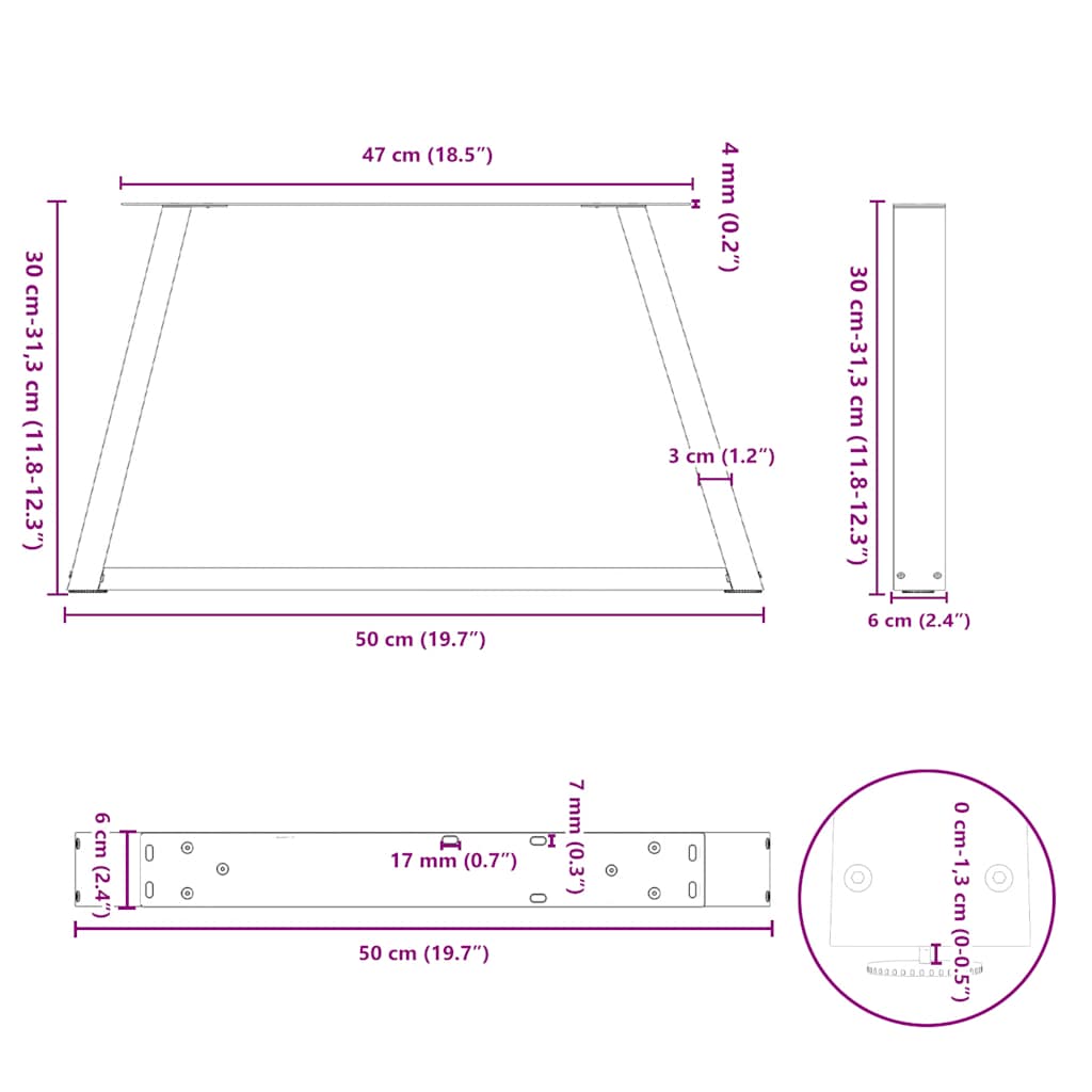 Söögilaua jalad V-kujuline 2 tk Must 50x(30-31,3) cm Teras