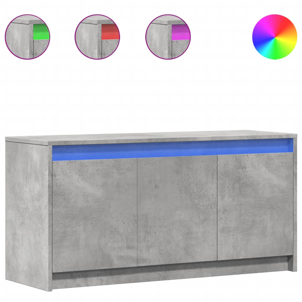 Тумба под телевизор со светодиодной подсветкой, бетонно-серый, 100x34x50 см, искусственное дерево