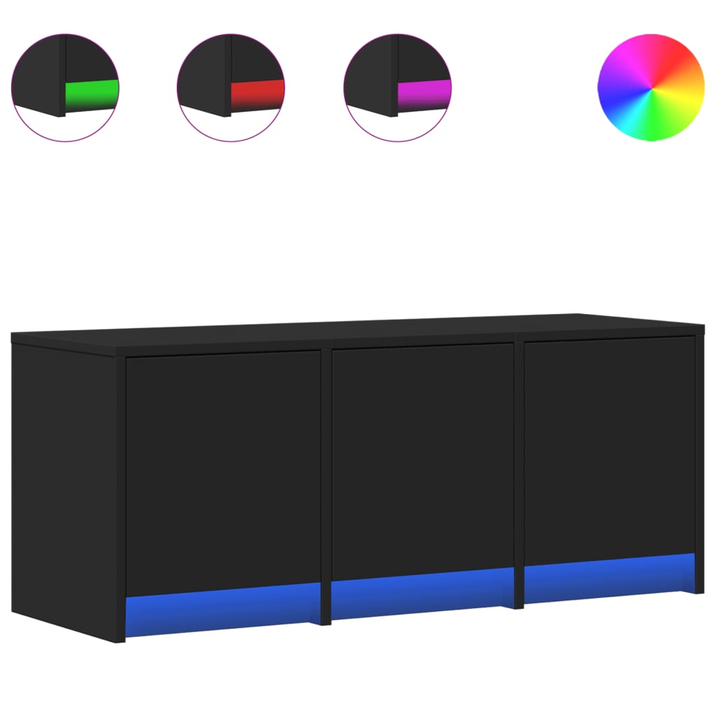 Тумба под телевизор со светодиодной подсветкой, черная, 97x34x40 см, искусственное дерево