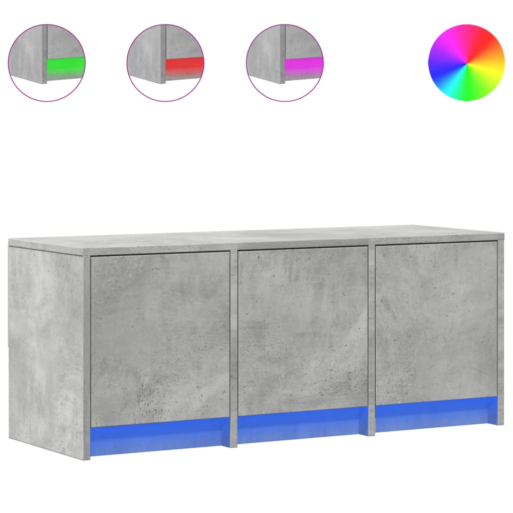 Тумба под телевизор со светодиодной подсветкой, бетонно-серый, 97x34x40 см, искусственное дерево