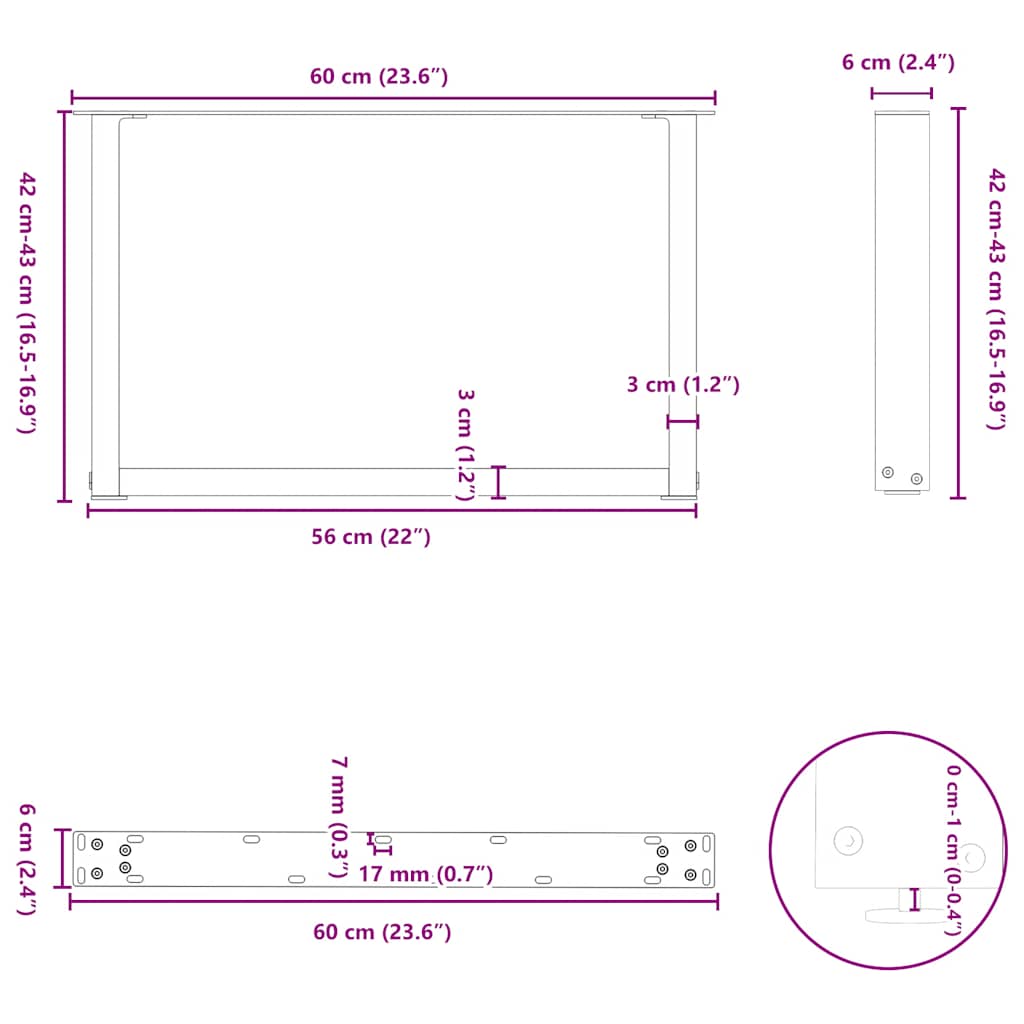 diivanilaua jalad U-kujulised 2 tk Valge 60x(42-43) cm Teras