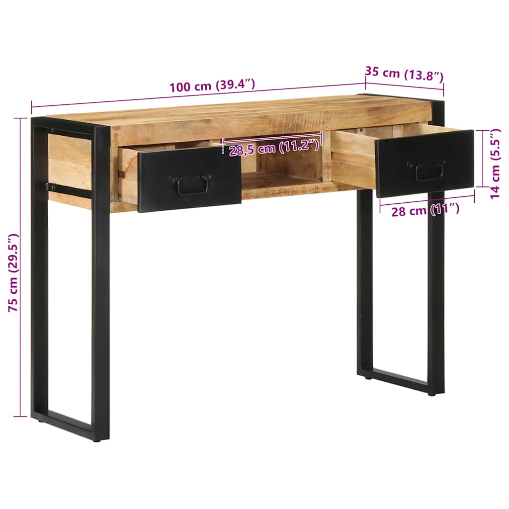 Консольный столик 100x35x75 см Необработанное манговое дерево