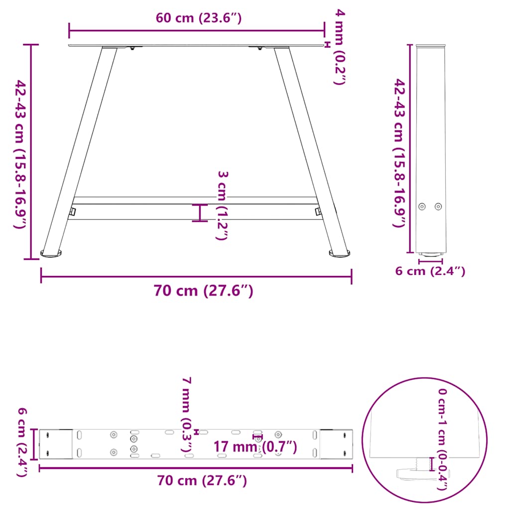 Diivanilaua jalad A-kujulised 2 tk Valge 70x(42-43) cm Teras