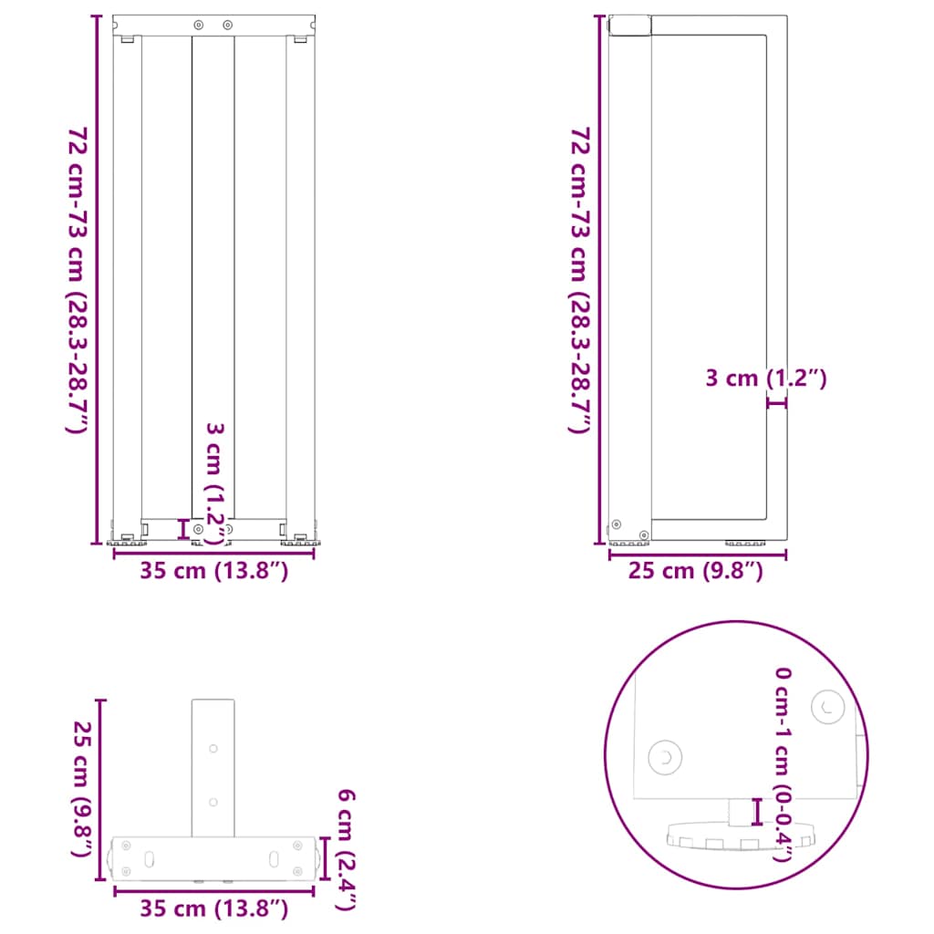 konsooli lauajalad T-kujulised 2 tk naturaalne 38x25x(72-73) cm