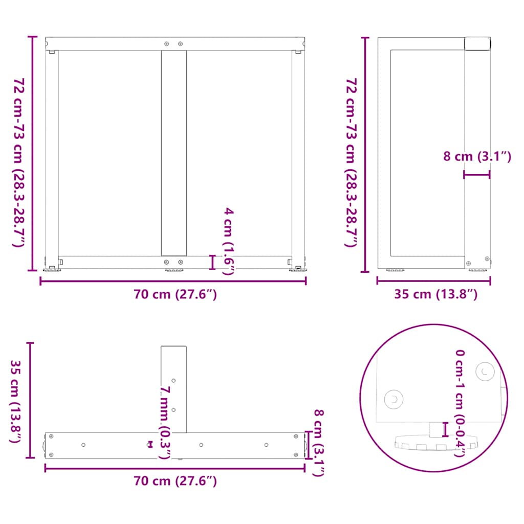 söögilaua jalad T-kujulised, 2 tk, valge, 70x35x(72-73)cm teras