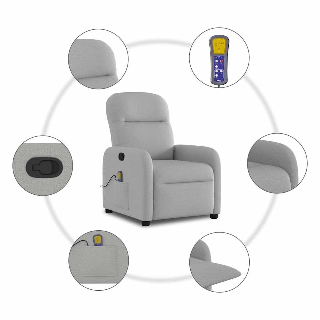 Massage Recliner Tool Cloud Grey Fabric