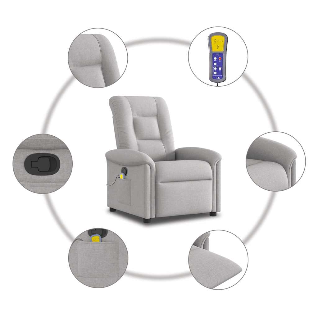 Massage Recliner Tool Cloud Grey Fabric