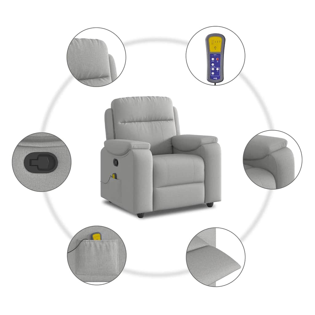 Massage Recliner Tool Cloud Grey Fabric