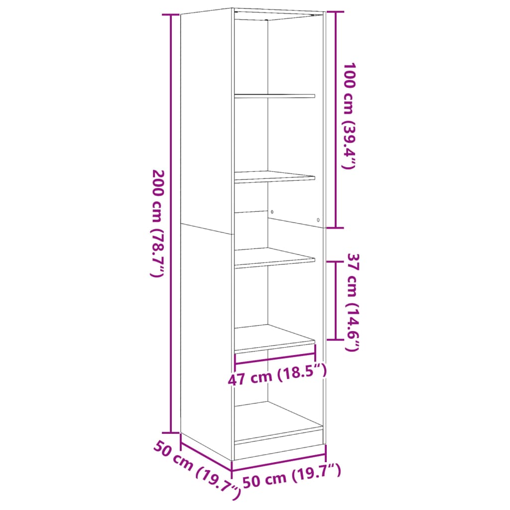 шкаф белый 50 x 50 x 200 см искусственное дерево