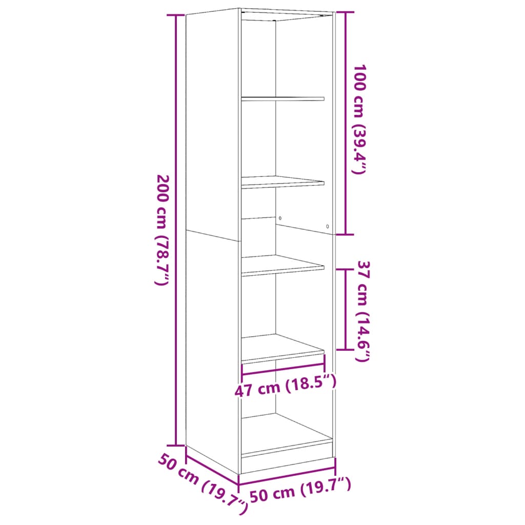 шкаф старое дерево 50 x 50 x 200 см искусственное дерево