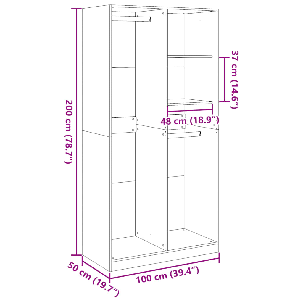 garderoob must 100 x 50 x 200 cm tehispuit