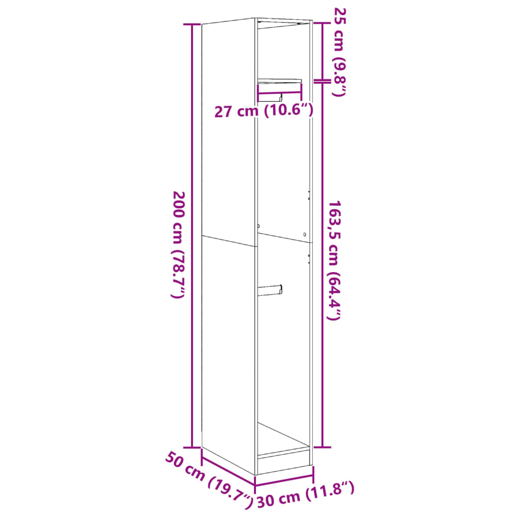 garderoob vana puidu 30x50x200 cm tehispuit