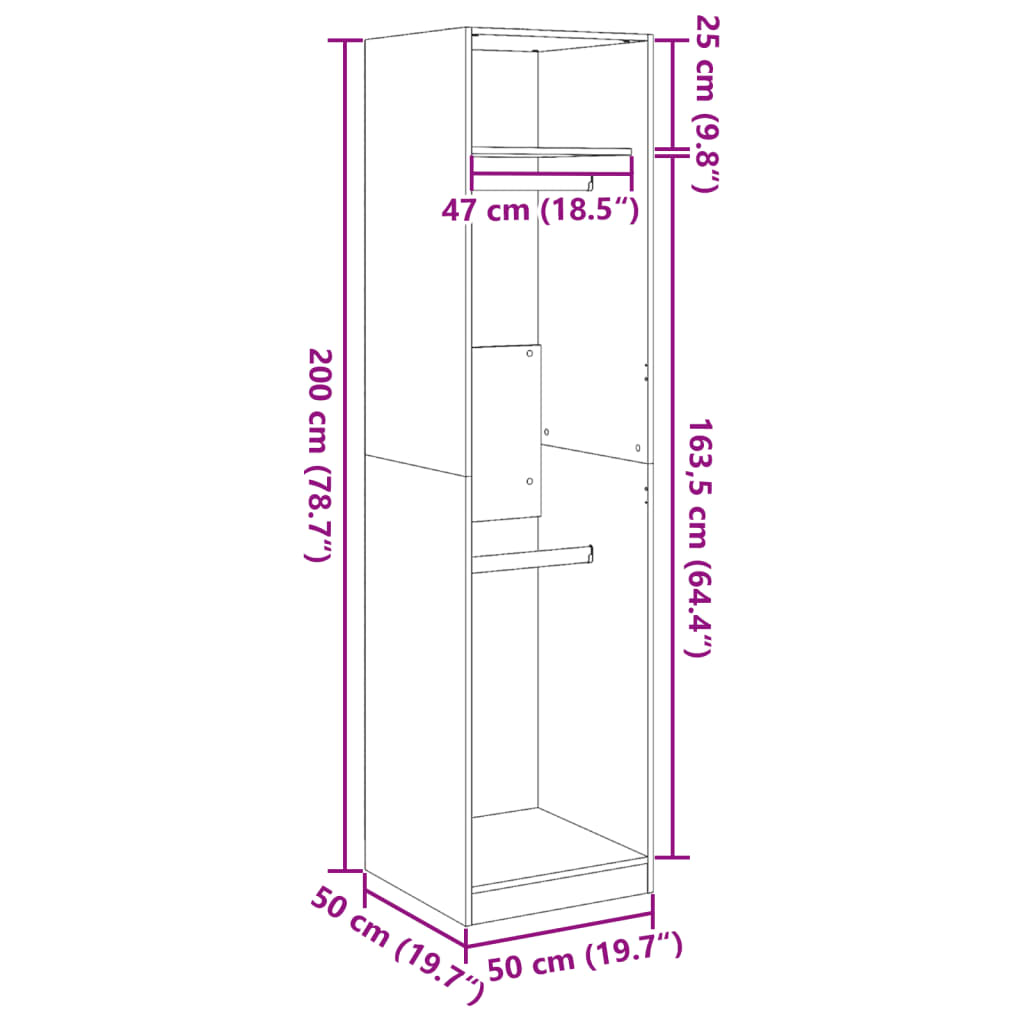 garderoob valge 50 x 50 x 200 cm tehispuit