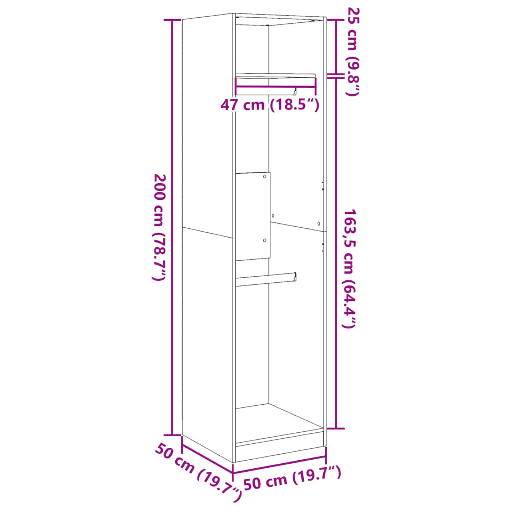 шкаф черный 50 x 50 x 200 см искусственное дерево