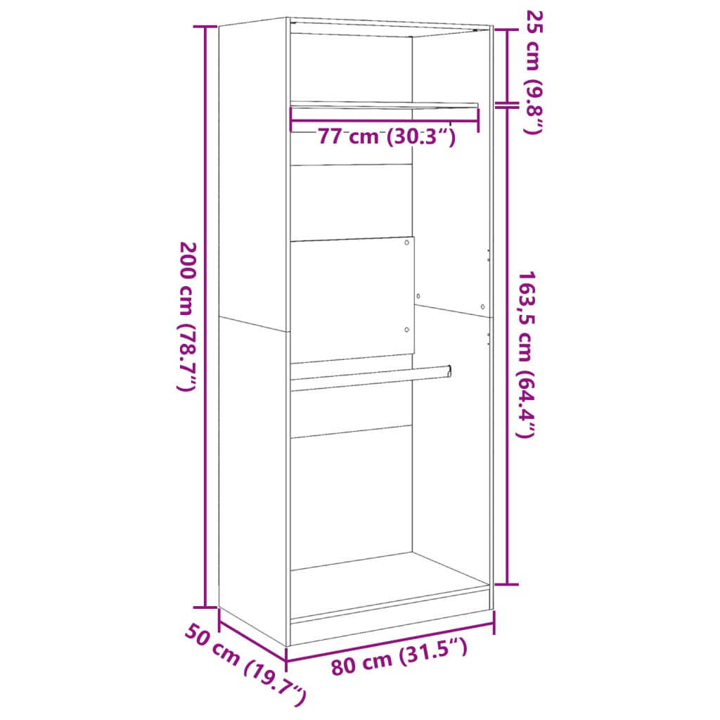 garderoob must 80x50x200 cm tehispuit