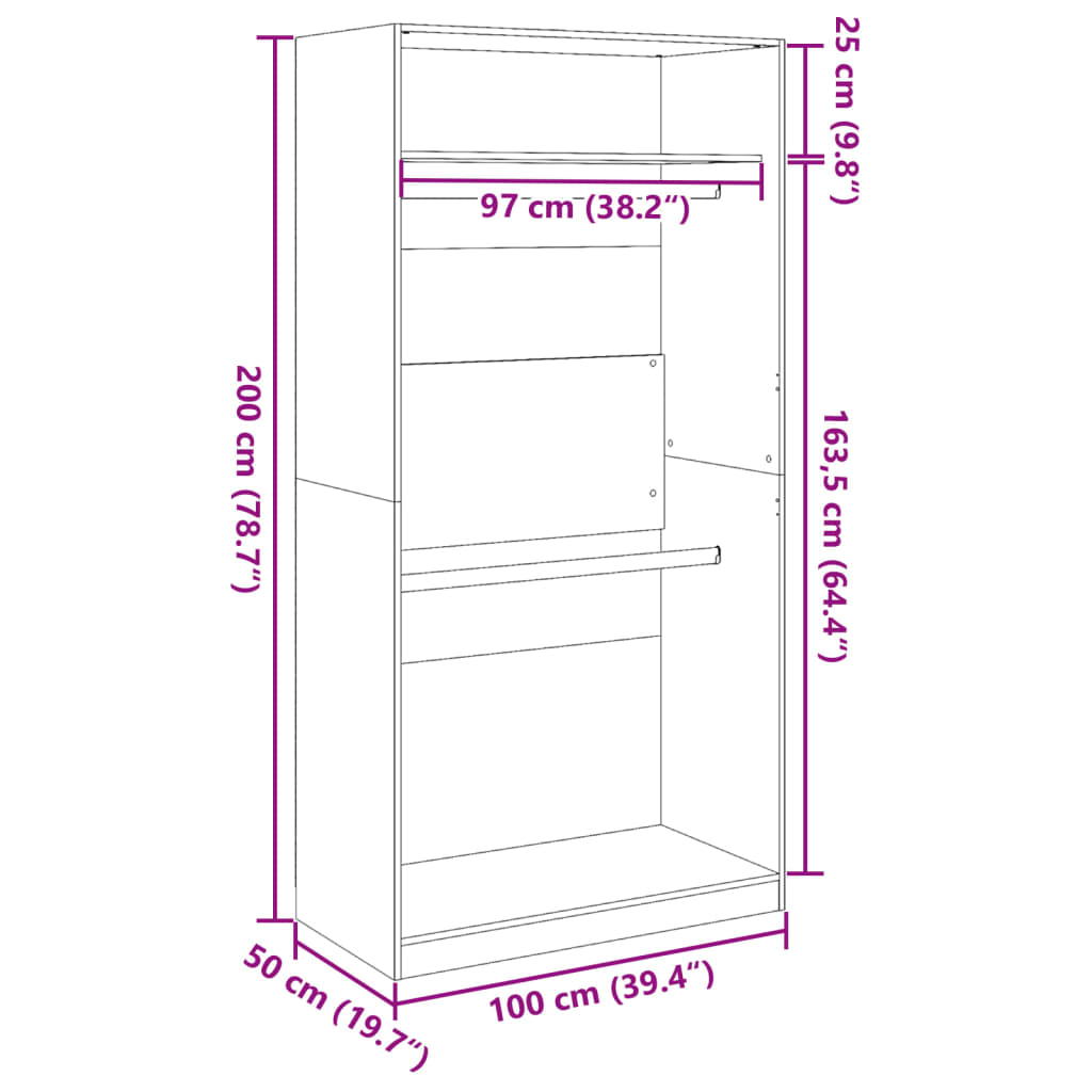 garderoob valge 100 x 50 x 200 cm tehispuit