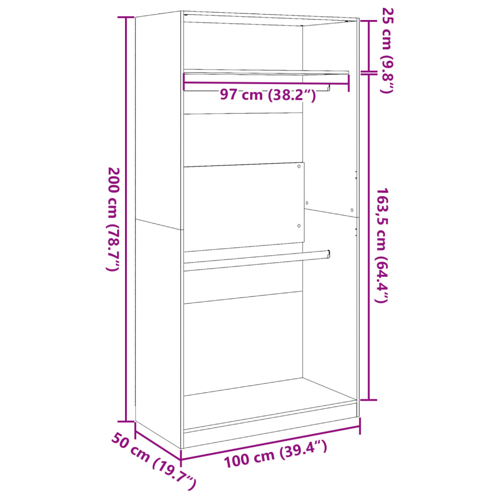 garderoob must 100 x 50 x 200 cm tehispuit