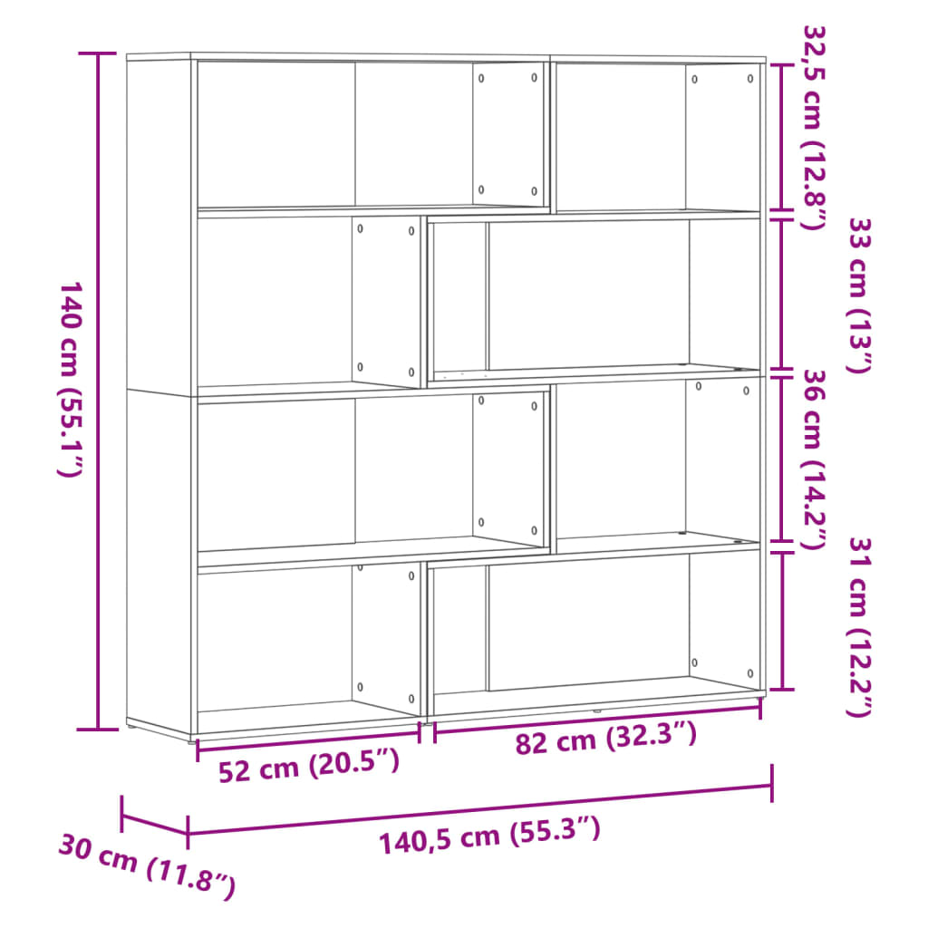 4-х уровневая книжная полка черная 85x85x140 см искусственное дерево