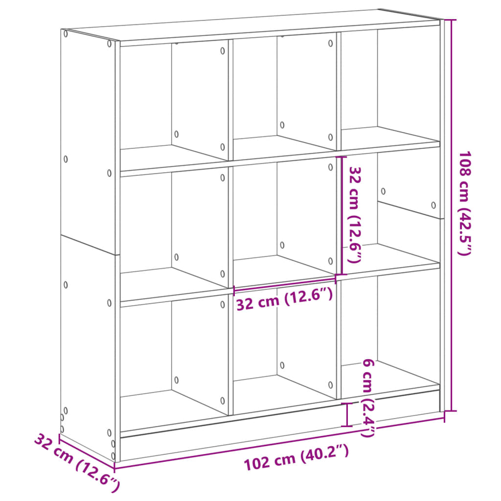 raamatualus, hall Sonoma tamm, 102x32x108 cm, tehispuit