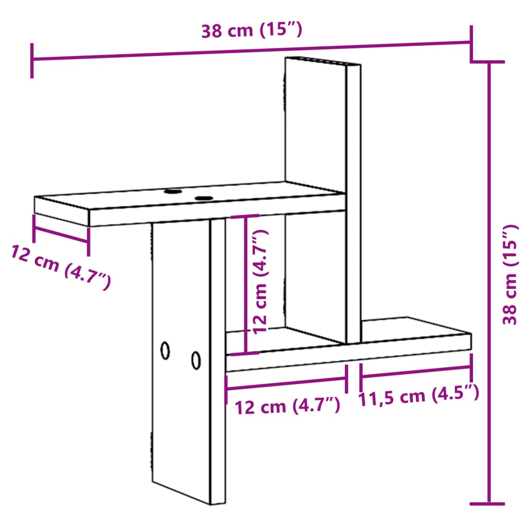 настенные полки 2 шт, белые, 38x12x38 см, искусственное дерево