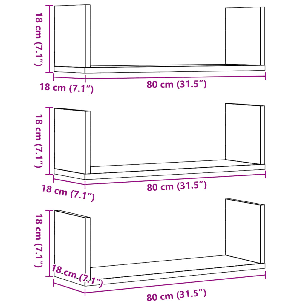 seinariiulid 3 tk, betoonhall, 80x18x18 cm, tehispuit