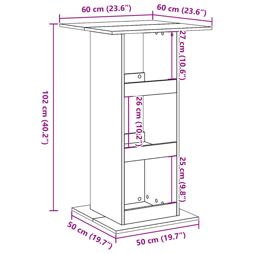 барный стол с полкой для хранения вещей, белый, 60x60x102 см, искусственное дерево