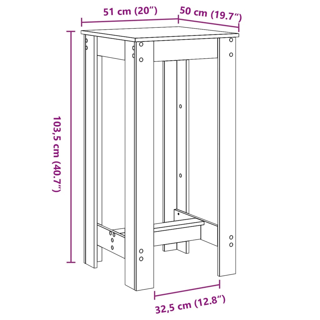 baarilaud, hall Sonoma tamm, 51 x 50 x 103,5 cm, tehispuit