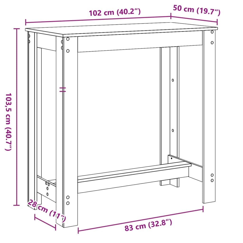 барный стол, белый, 102 x 50 x 103,5 см, искусственное дерево