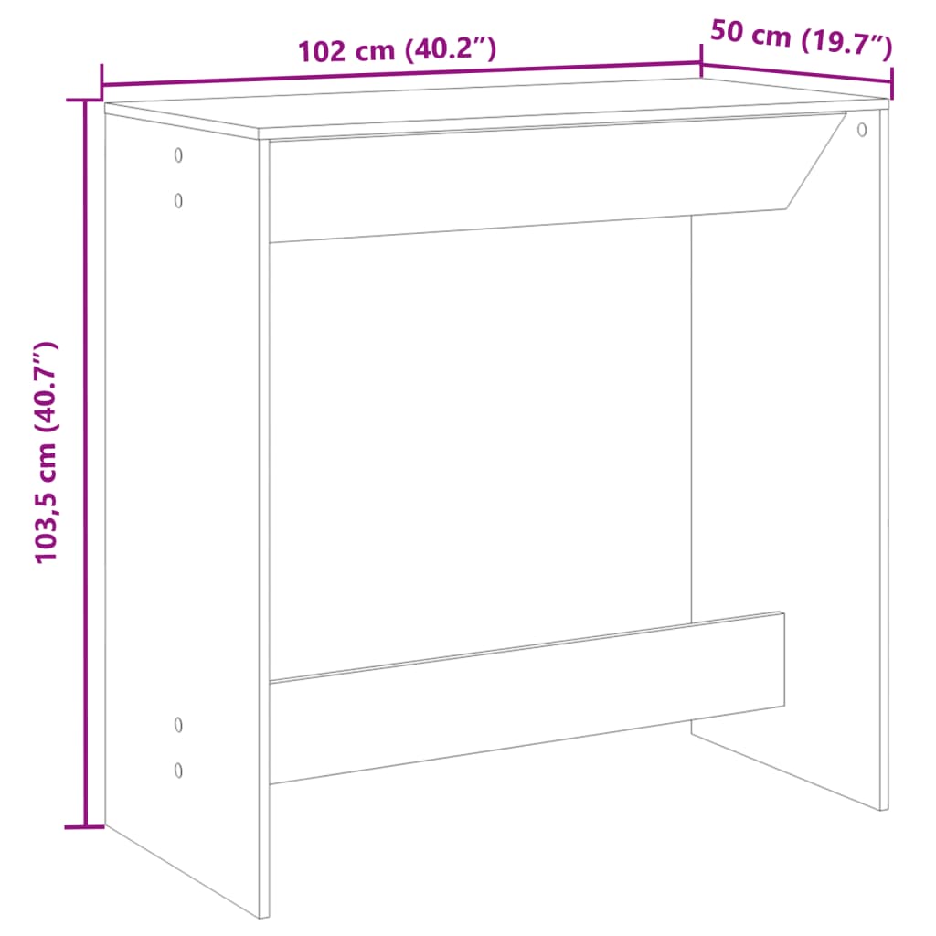 baarilaud, betoonhall, 102 x 50 x 103,5 cm tehispuit