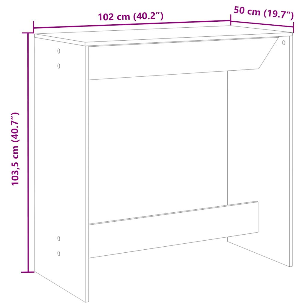 baarilaud, hall Sonoma tamm, 102 x 50 x 103,5 cm tehispuit