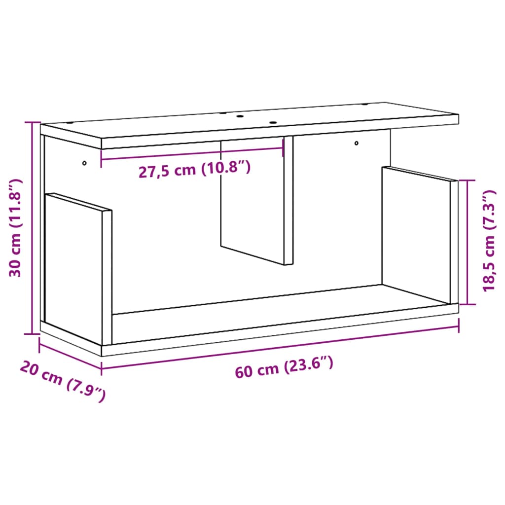 настенный шкаф, 60 x 20 x 30 см, белый, искусственное дерево