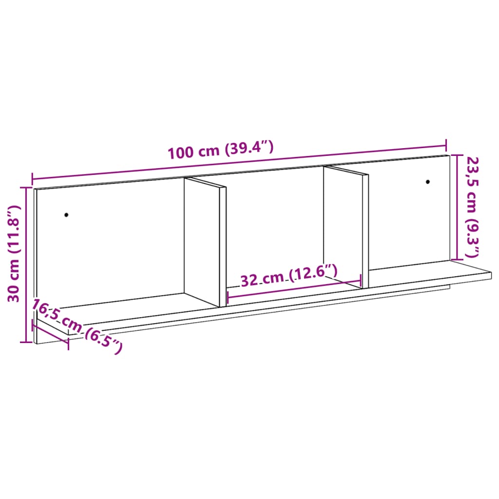 seinakapp, 100x16,5x30 cm, hall Sonoma tamm, tehispuit