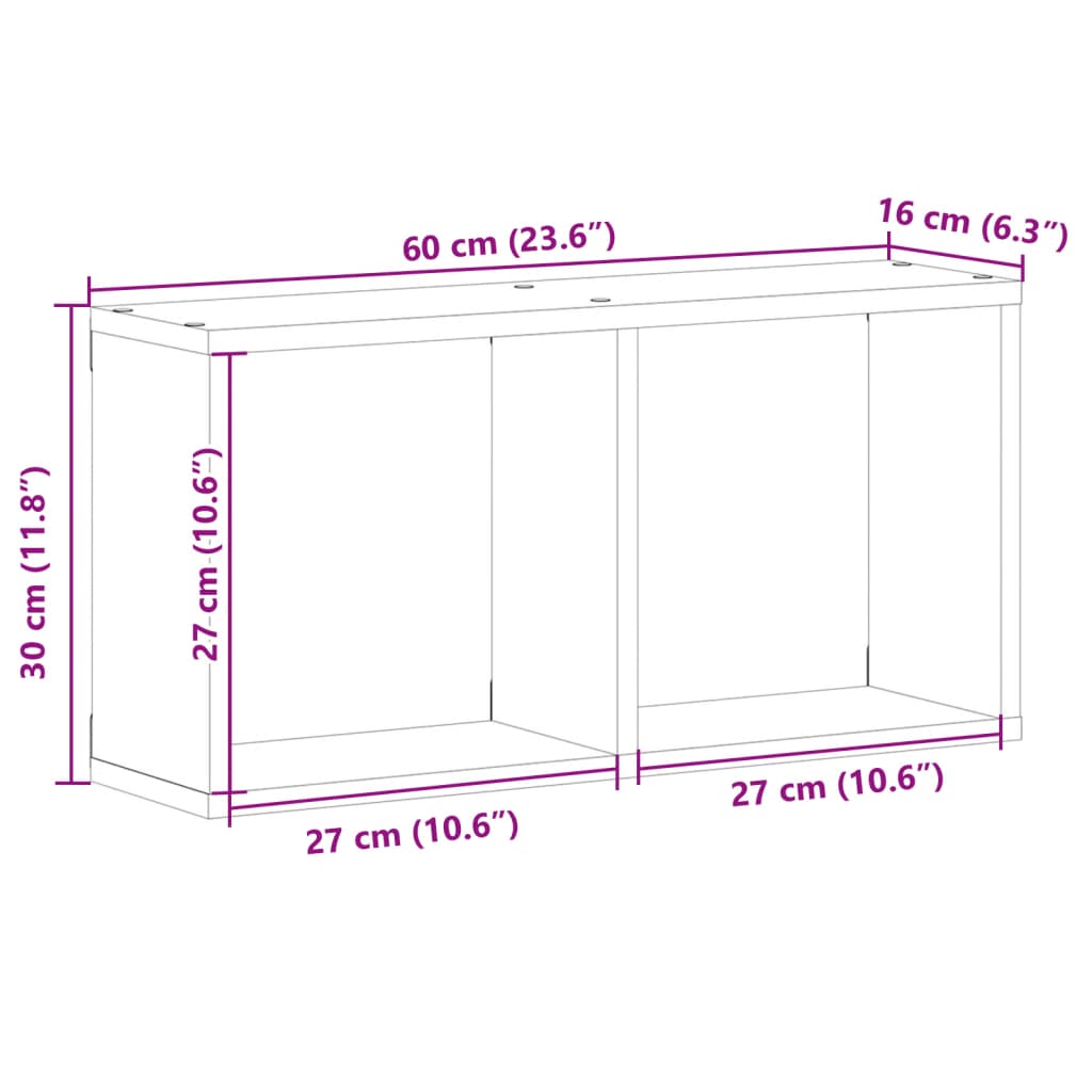 настенный шкаф, 60x16x30 см, белый, искусственное дерево